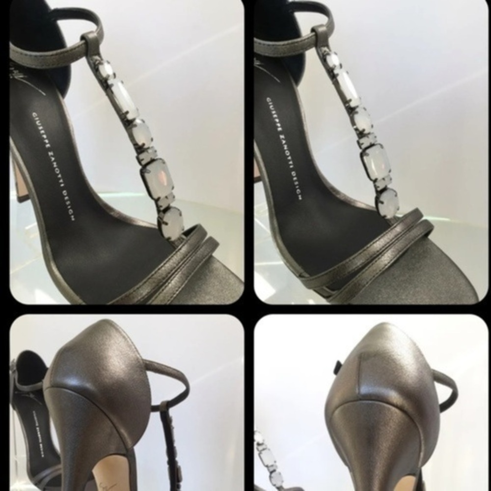 GIUSEPPE ZANOTTI Crystal Embellished T-Strap Sandals (Size 38) US 8